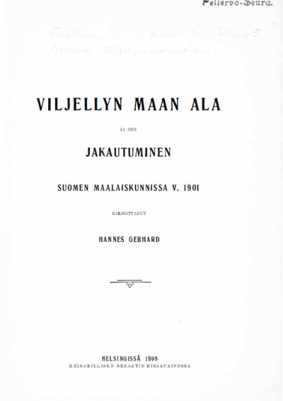 Viljellyn maan ala ja sen jakautuminen Suomen maalaiskunnissa v. 1901