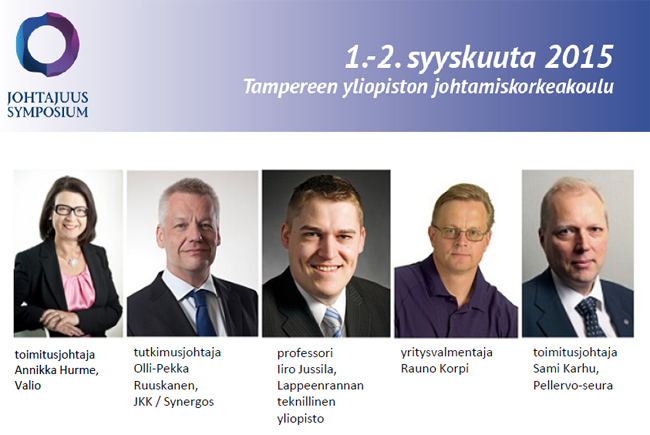 Tampereen yliopiston ja Pellervon osuustoimintaseminaari Johtajuussymposiumissa 2.9.